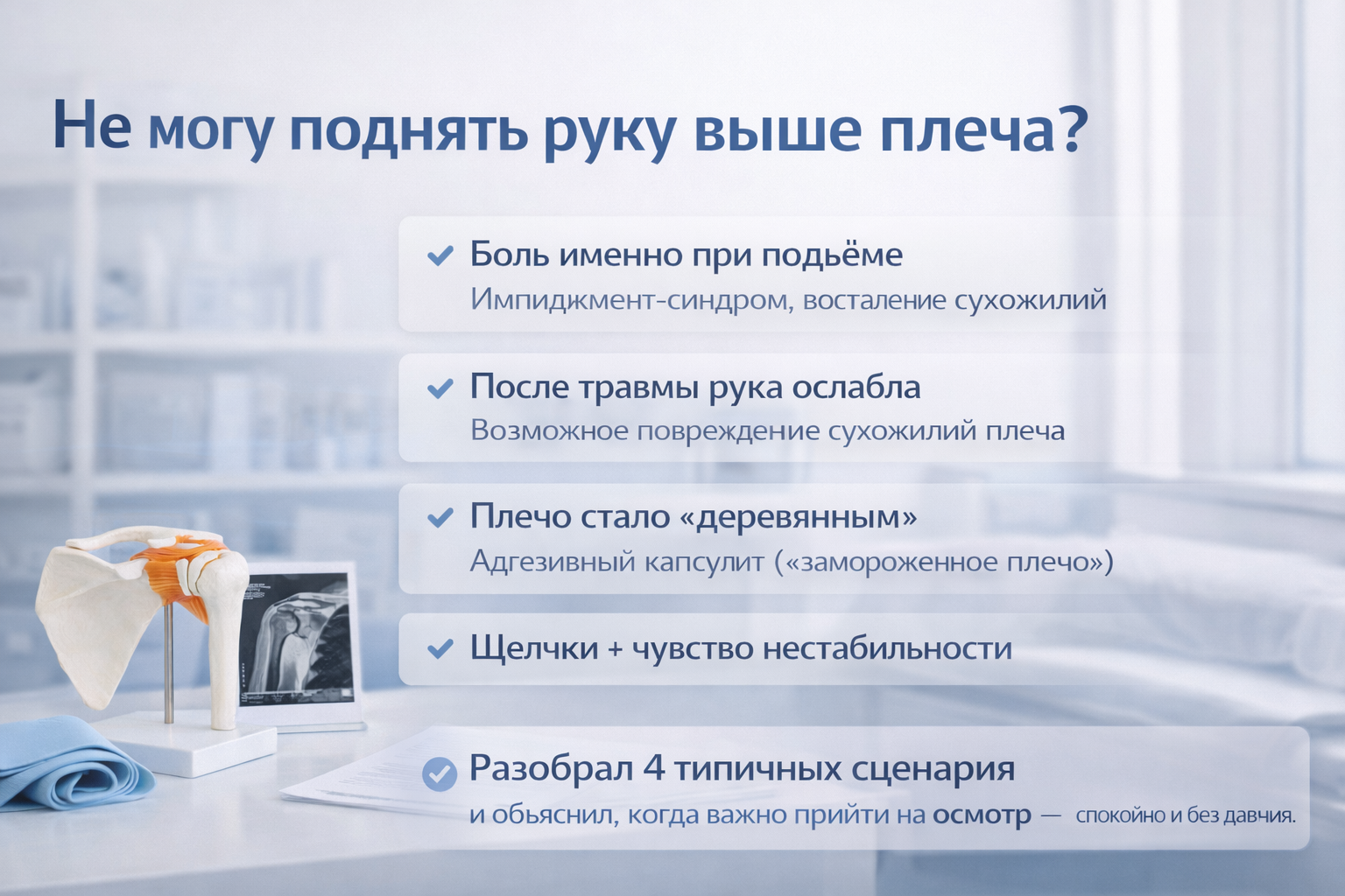 Инфографика о причинах ограничения подъёма руки выше плеча